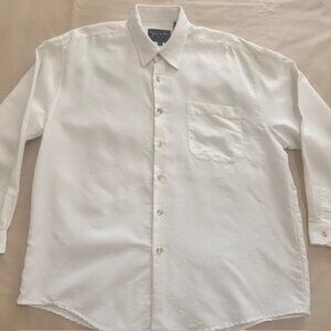 Jay Y Ko Mens Shirt L Ivory Long Sleeves Button down